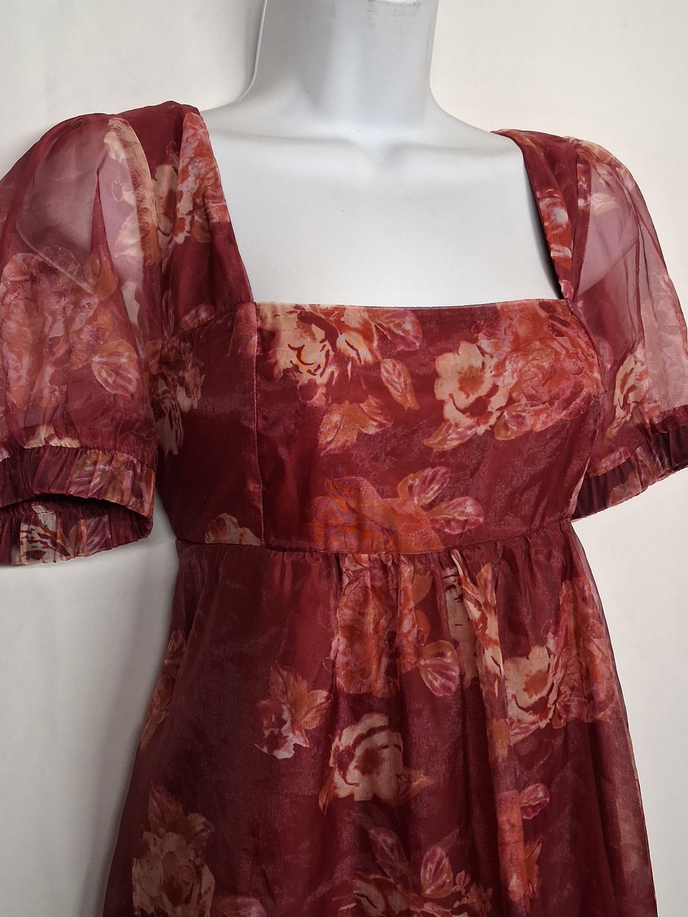 WILD FABLE Babydoll Dress Floral Square Neck Smocked Puff Sleeve Mini Dress M - Picture 2 of 9